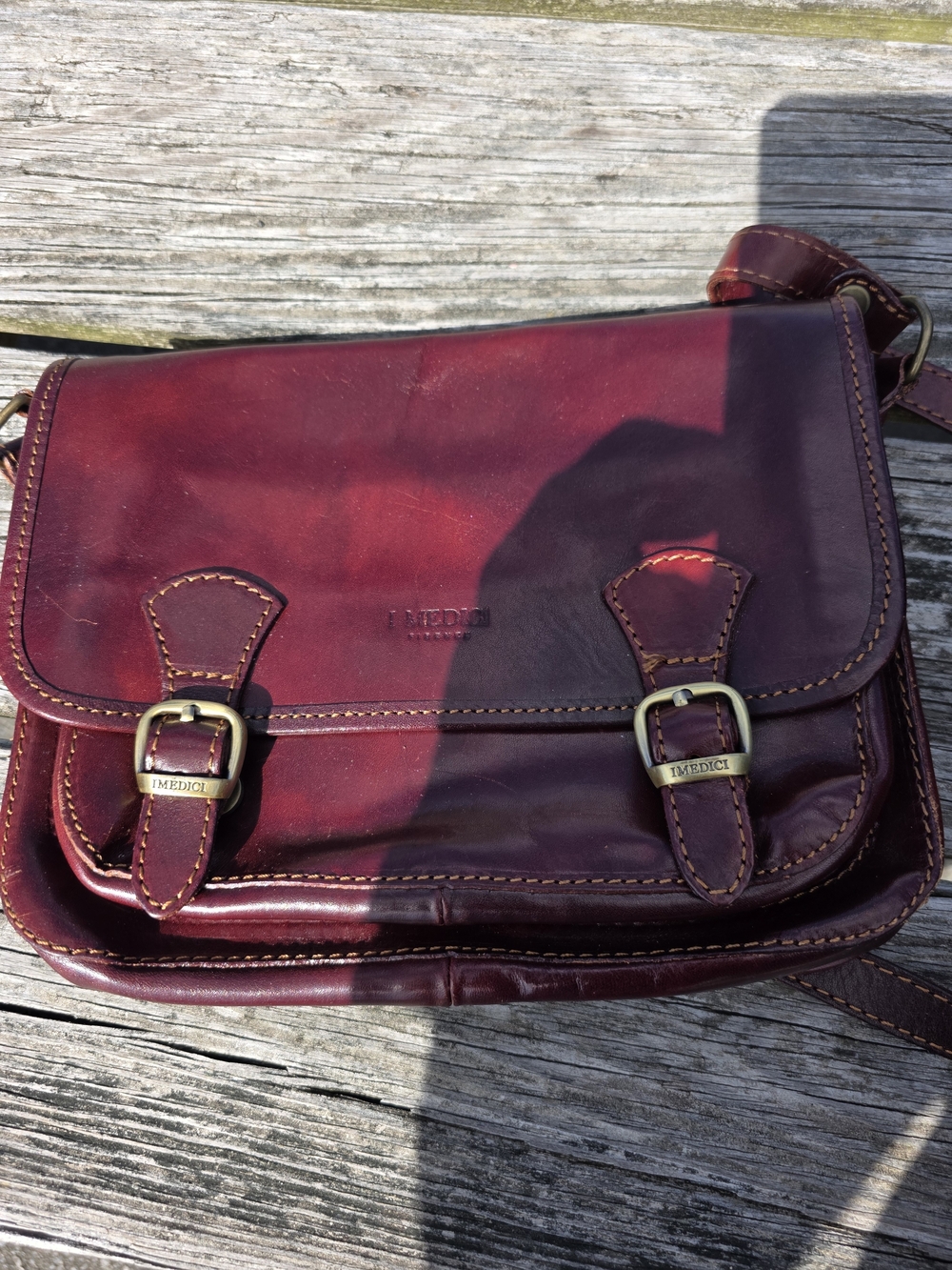 Imedici Leather Crossbody Bag in Burgundy